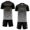 Custom Black Black-Old Gold Sublimation Soccer Uniform Jersey