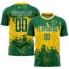 Custom Kelly Green Kelly Green-Gold Sublimation Soccer Uniform Jersey