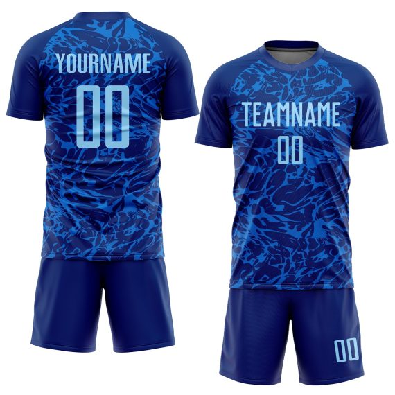 Custom Royal Light Blue Sublimation Soccer Uniform Jersey