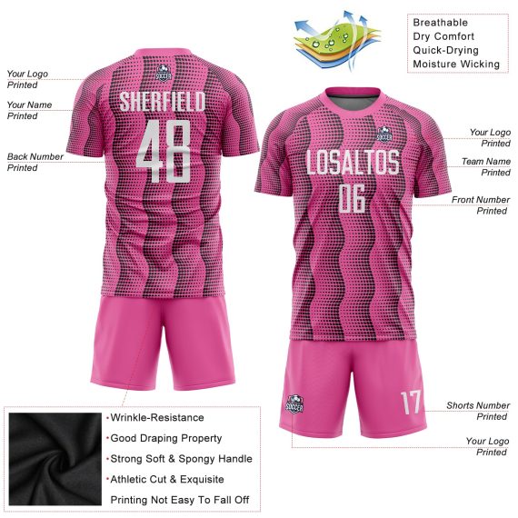 Custom Pink White Sublimation Soccer Uniform Jersey